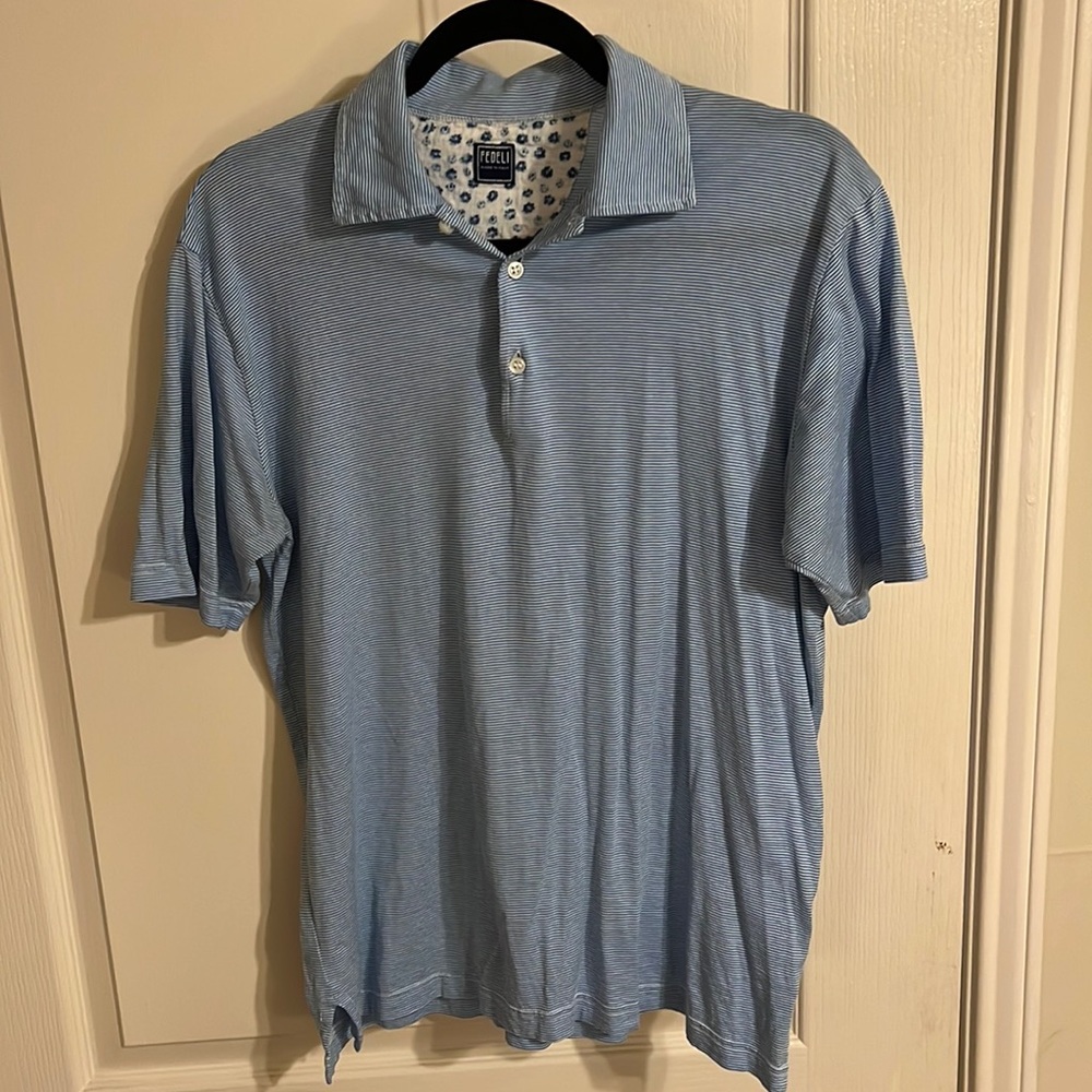 Light blue striped Fedeli size 52 polo